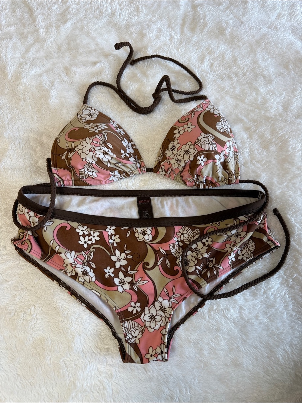 Hollister Pink & Brown Floral Tie Bikini Set 2004